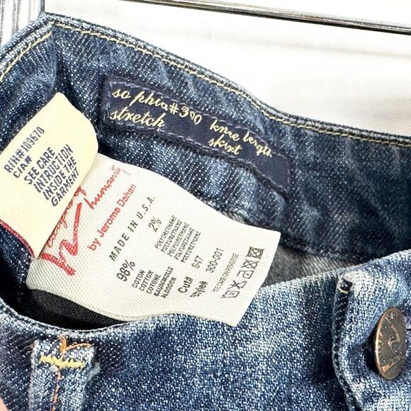 Citizens of Humanity Size 27 Denim Skirt Sophia Knee Length Y2K Front Slit‎ 618 - Picture 12 of 13